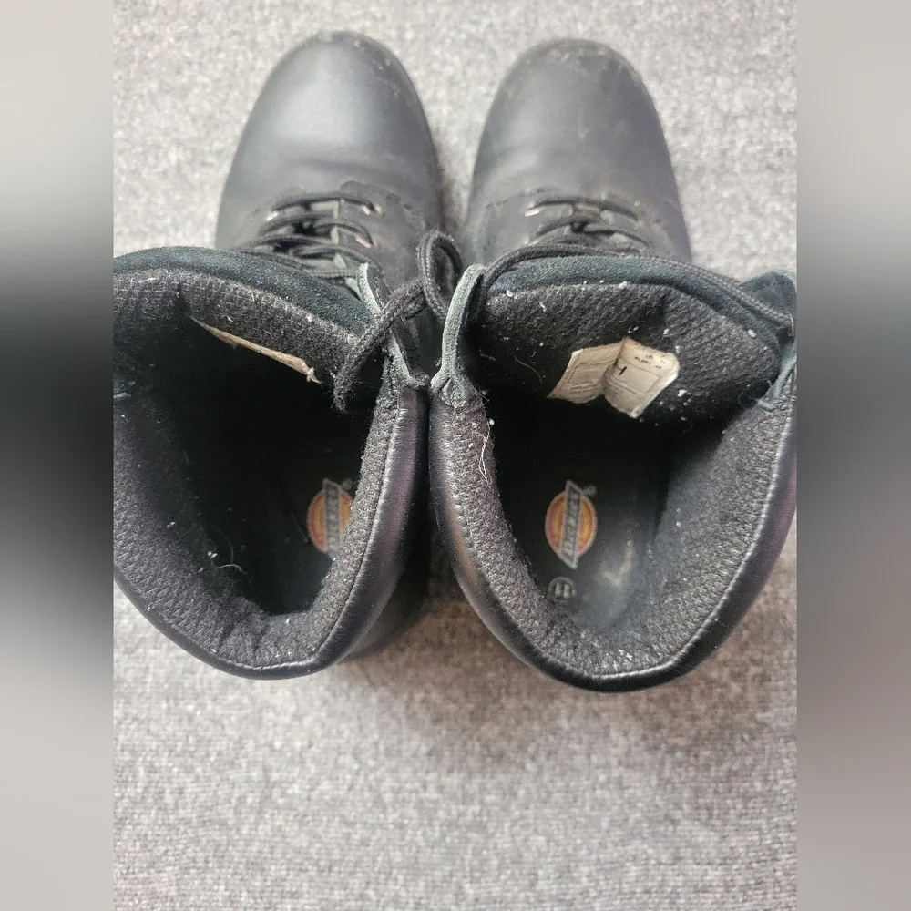 Dickies Leather Work Boots Mens 11 Black Lace Up Water Proof Workwear Fisherman